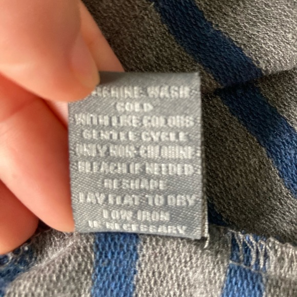 Retro-ology Hooded Cardigan with Pockets Grey and Blue Stripes Women’s S - Picture 6 of 7